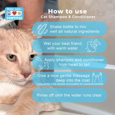 Organic Sheabutter & Oatmeal Cat Shampoo & Conditioner, 16-fl oz bottle