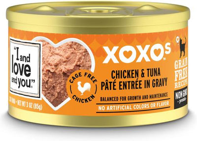 XOXO Chicken & Tuna Pate Grain-Free Canned Cat Food, 3-oz can, case of 24