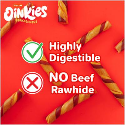 Oinkies Sizzling Twists with 100% Real Smoked Pork Bacon Flavored Rawhide-Free Natural Dog Treats, 8 count