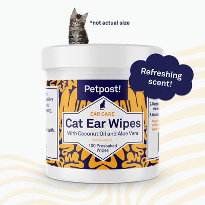 Ear Wipes with Coconut Oil & Aloe Vera for Cats, 100 count