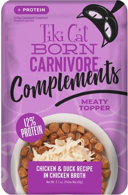 Born Carnivore Complements Chicken & Salmon Recipe in Chicken Broth Grain-Free Wet Cat Food Topper, 2.1-oz pouch, case of 12