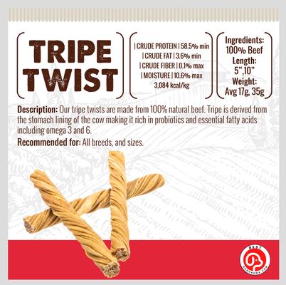 Tripe Twist Beef Flavored 10-in Dog Chews, 6 count