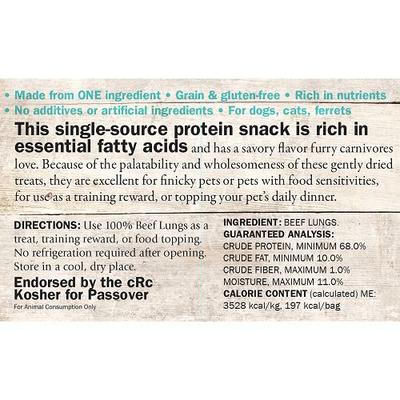 Nothing but Natural Beef Lungs Raw Gently Dried Dog & Cat Treats, 2-oz bag