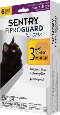 Tratamiento localizado FiproGuard contra pulgas y garrapatas para gatos, 6 dosis (suministro para 6 meses)