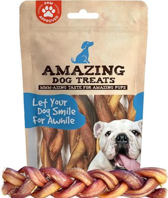 6-inch Braided Bully Stick Dog Treats, 5 count
