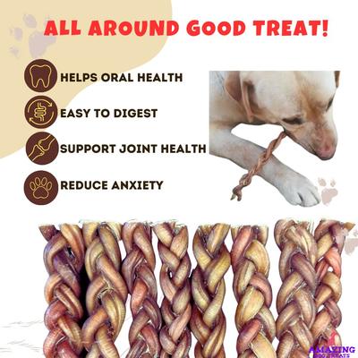 6-inch Braided Bully Stick Dog Treats, 5 count