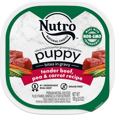 Puppy Tender Beef, Pea & Carrot Recipe Bites In Gravy Grain-Free Wet Dog Food, 3.5-oz, case of 24