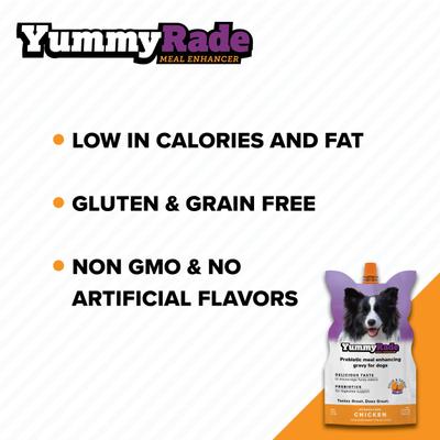 YummyRade Prebiotic Gravy Meal Enhancer Digestive Supplement for Dogs, 250-mL pouch, pack of 3