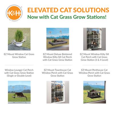 EZ Mount Window Cat Grass Grow Station, White