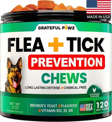 Flea & Tick Prevention Chew Supplement for Dogs, 120 count