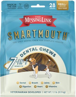 Smartmouth 7 en 1 Masticables Dentales para Perros Pequeños y Medianos, de 15 a 50 lb, 28 unidades