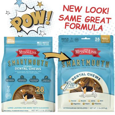 Smartmouth 7-in-1 Dental Chews for Small & Medium Dogs, 15 to 50-lbs, 28 count