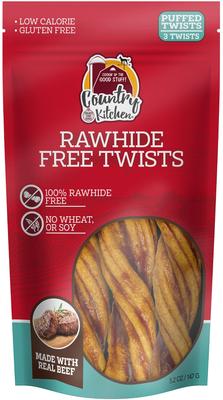 Rawhide-Free Twists Beef Dog Chew Treats, 3 count