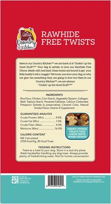 Rawhide-Free Twists Beef Dog Chew Treats, 3 count