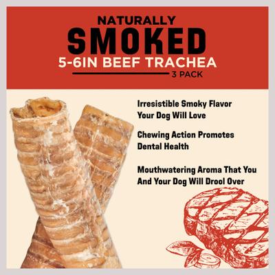 6-in Smoked Beef Trachea Dog Treat, 3 count