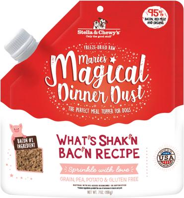 Paquete: Stella & Chewy's Marie's Magical Dinner Dust What's Shak'n Bac'n + Beef Freeze-Dried Dog Food Topper