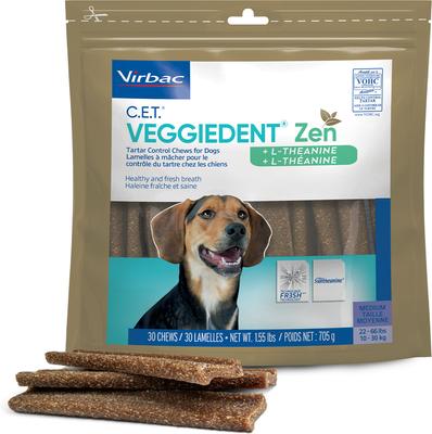 C.E.T. VeggieDent Zen Dental Chews for Medium Dogs, 30 count