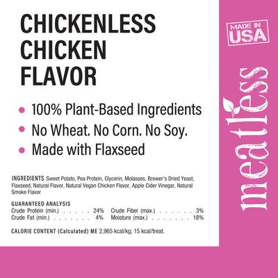 Golosinas para perros con sabor a pollo sin pollo, bolsa de 4 oz