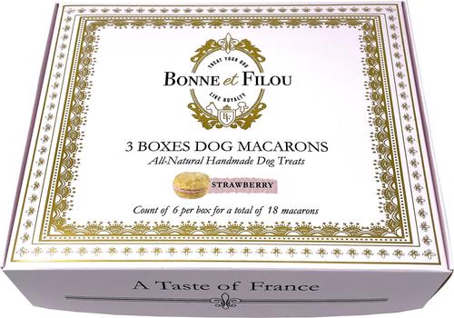 Luxury French Macarons Strawberry Flavor Dog Treats, 18 count