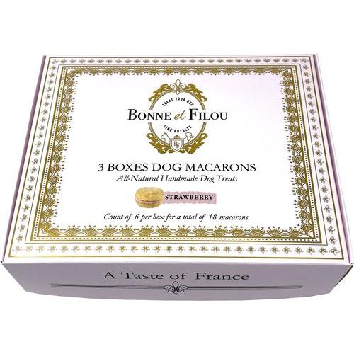 Golosinas para perros con sabor a fresa, macarrones franceses de lujo, 18 unidades