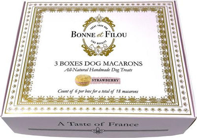 Golosinas para perros con sabor a fresa, macarrones franceses de lujo, 18 unidades