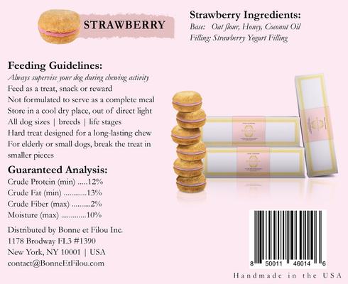 Luxury French Macarons Strawberry Flavor Dog Treats, 18 count