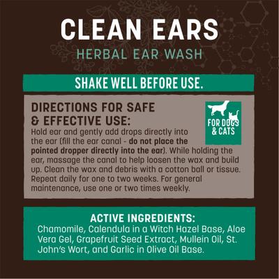Apothecary Clean Ears Natural Grooming Herbal Ear Wash Cleanser for Dogs & Cats, 4-fl oz bottle
