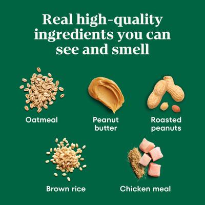 Paquete: Alimento seco para perros Nutro Natural Choice con pollo y arroz integral para adultos + premios crujientes con mantequilla de cacahuete real