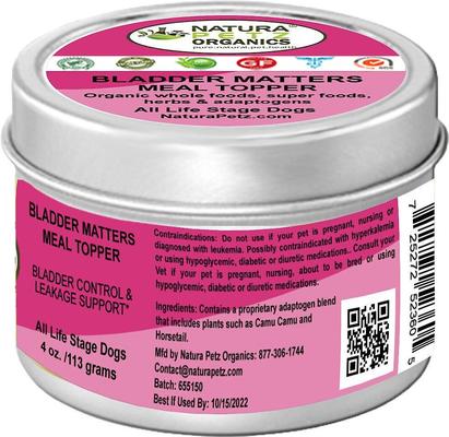 BLADDER MATTERS MAX MEAL TOPPER Bladder Control & Leakage Support* Dog Supplement, 4-oz jar