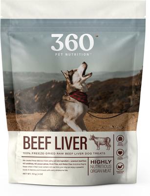 100% Beef Liver Grain-Free Raw Freeze-Dried Dog Treats, 4-oz bag