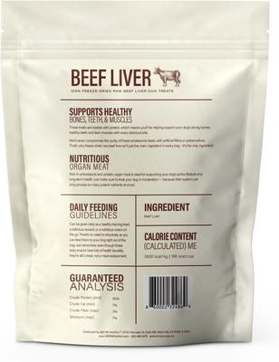 100% Beef Liver Grain-Free Raw Freeze-Dried Dog Treats, 4-oz bag