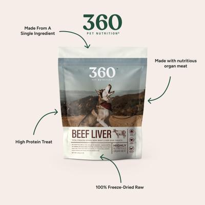100% Beef Liver Grain-Free Raw Freeze-Dried Dog Treats, 4-oz bag