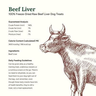 100% Beef Liver Grain-Free Raw Freeze-Dried Dog Treats, 4-oz bag