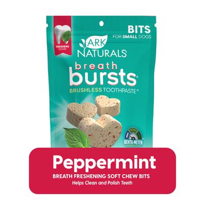 Bocadillos dentales pequeños para perros Breath Bursts Peppermint Bits, bolsa de 113 g