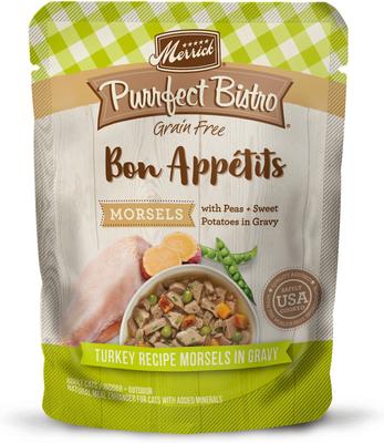 Purrfect Bistro Bon Appetits Grain-Free Salmon Recipe Morsels in Gravy Adult Cat Food Pouches, 3-oz, case of 24