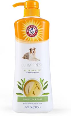 Champú para perros Ultra Fresh Itch Relief con avena y aloe, tamaño económico con bomba, botella de 24 onzas líquidas