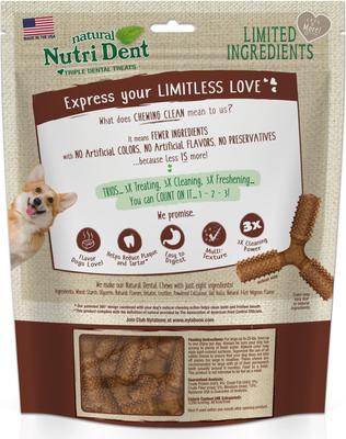 Nutri Dent Easy Hold Trios Dental Dog Treat, Filet Mignon, Medium, 20 count