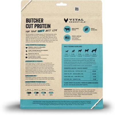 Alimento crudo liofilizado para perros Beef Mini Patties, bolsa de 14 oz