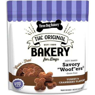 Premios para perros Savory Woofers de pavo y arándanos sin cereales, bolsa de 25 oz