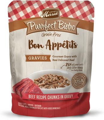 Purrfect Bistro Bon Appetits Grain-Free Salmon Recipe Chunks in Gravy Adult Cat Food Pouches, 3-oz, case of 24