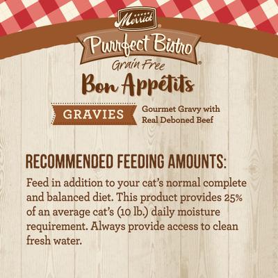 Purrfect Bistro Bon Appetits - Alimento para gatos adultos con trozos de carne de res sin cereales en salsa, 85 g (paquete de 24)