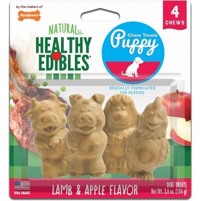 Golosinas de hueso para perro Healthy Edibles de larga duración con sabor a cordero y manzana, tamaño pequeño (4 unidades)