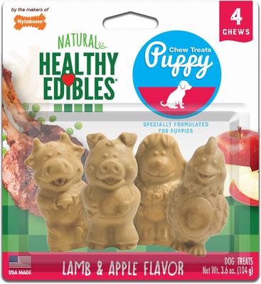 Golosinas de hueso para perro Healthy Edibles de larga duración con sabor a cordero y manzana, tamaño pequeño (4 unidades)