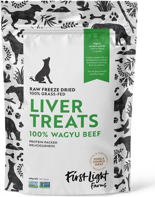Premios para perros de hígado de res Wagyu 100 % alimentado con pasto, crudos y liofilizados, bolsa de 4 oz