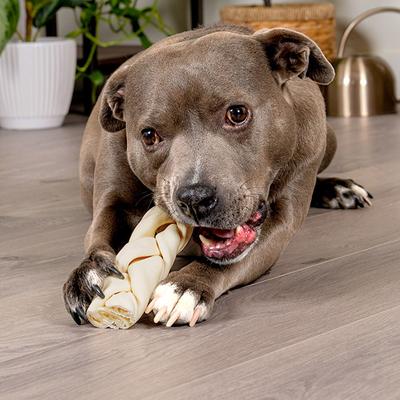 Palitos trenzados de piel de res de 7 pulgadas, golosinas masticables con sabor natural para perros, 6 unidades