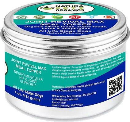 JOINT REVIVAL MAX MASTER BLEND MEAL TOPPER* Neuro Muscular Hip & Joint Support* Dog Supplement, 4-oz jar