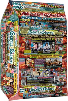 Paquete: Alimento húmedo Gentle Giants sin OMG para perros y cachorros con carne de res + Alimento seco natural sin OMG para perros y cachorros con carne de res y tocino