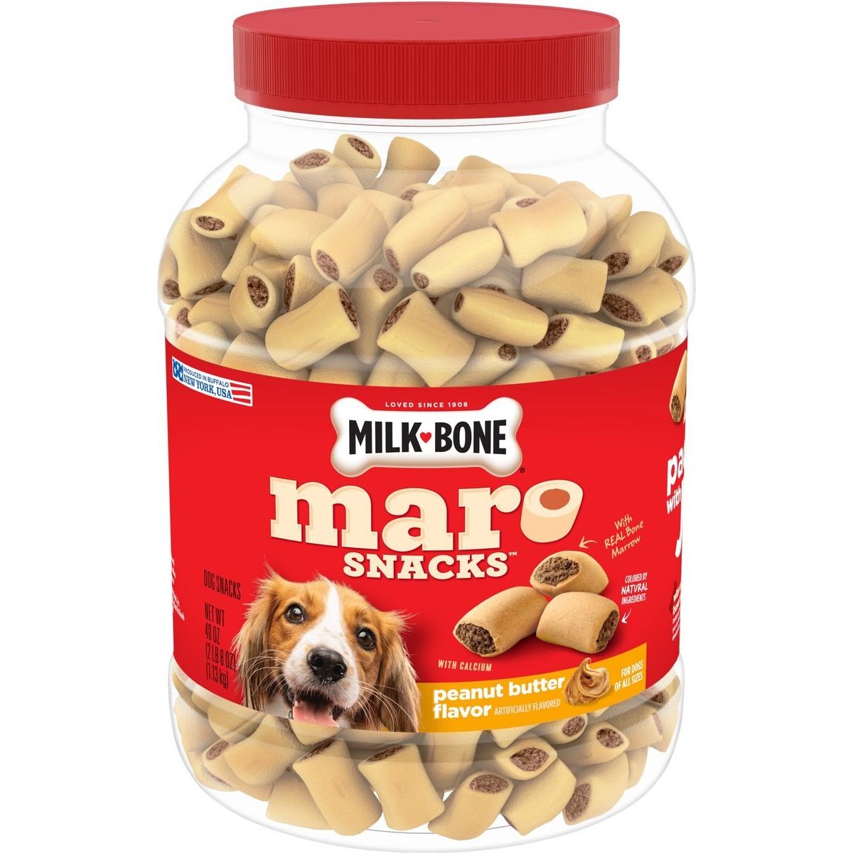 Milk-Bone MaroSnacks sabor crema de cacahuate, 1.13 kg, bote 40 oz