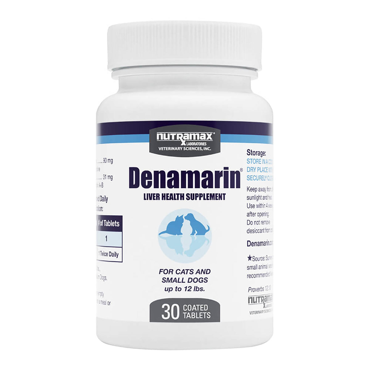 Nutramax Denamarin 90 mg, frasco de 30 tabletas para gatos y perros pequeños