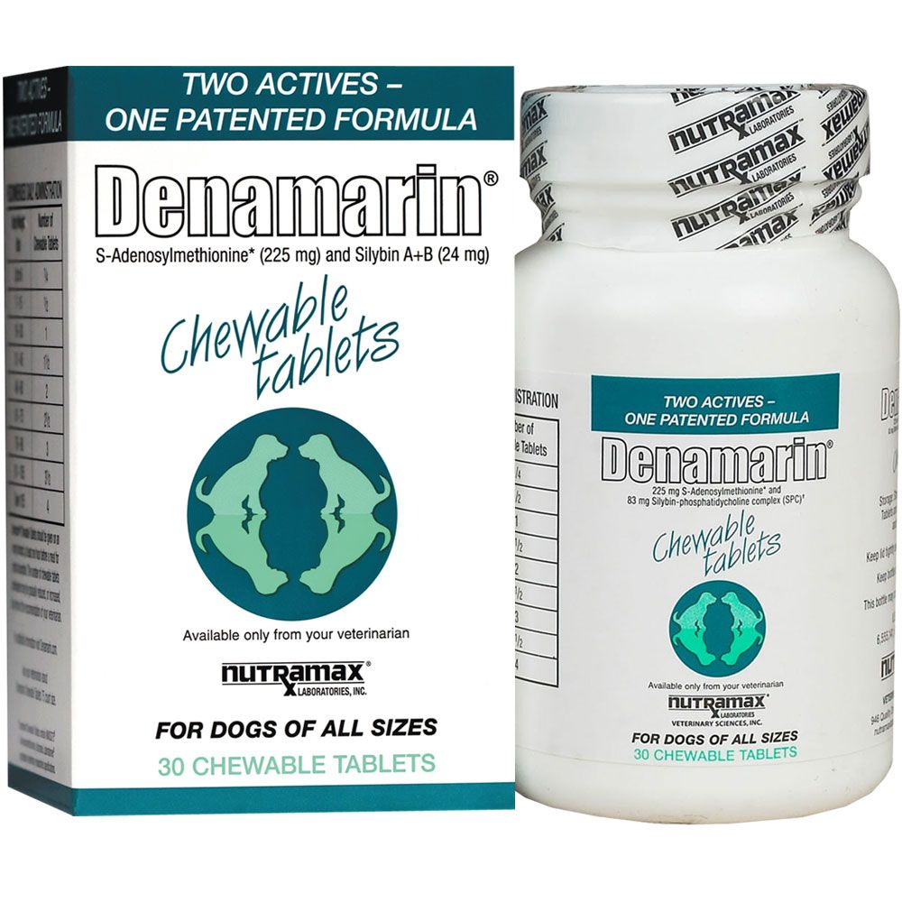Nutramax Denamarin masticable de 30 tabletas para perros, 225 mg SAMe + silibina
